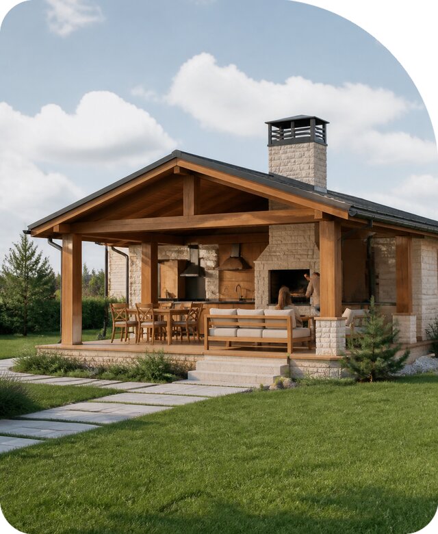 Летняя кухня с террасой в Южном-Сахалинске по цене от 361585 р. | РадиДОМА-Южн